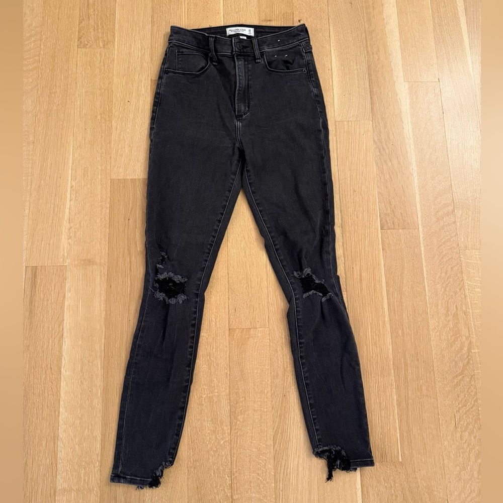 Abercrombie & Fitch Black Ripped Skinny Jeans